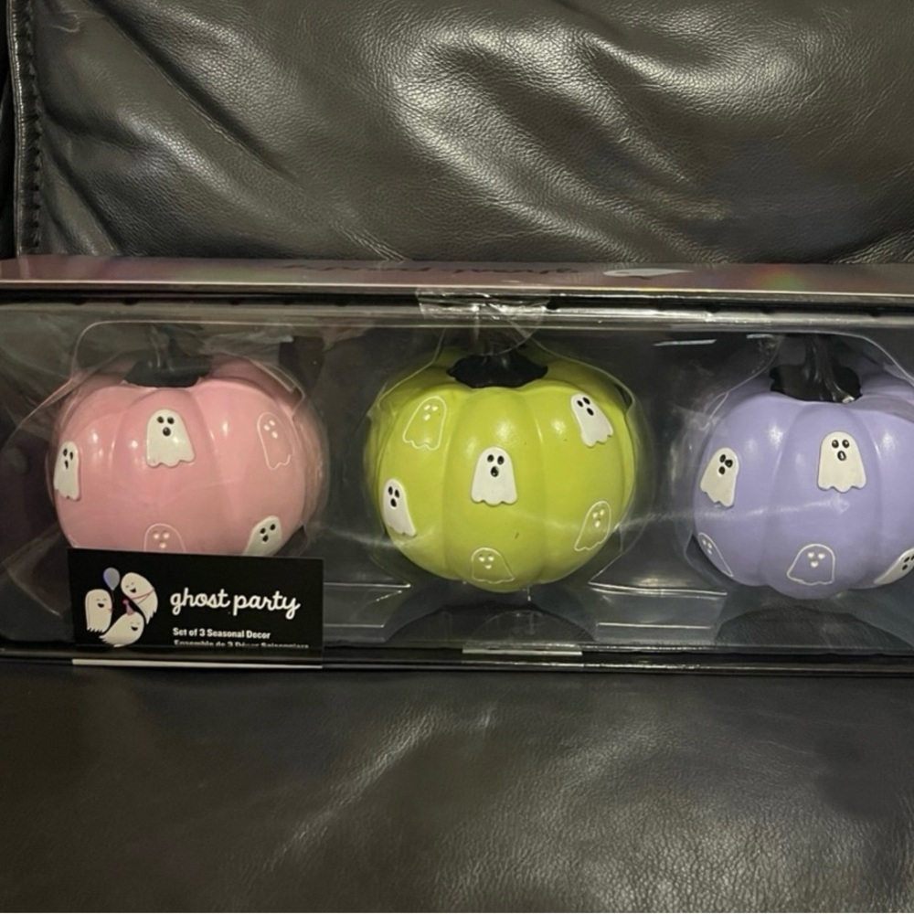 Halloween Ghost Party Pumpkins with Ghosts Set of 3, Halloween Pumpkins